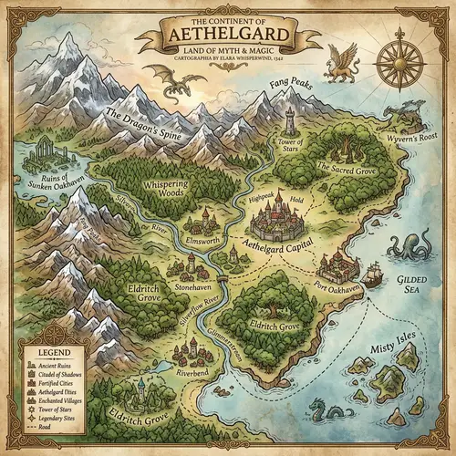 Intricate Fantasy Map - Explore a Mystical Landscape