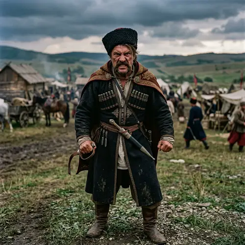 Angry Cossack in Traditional Attire