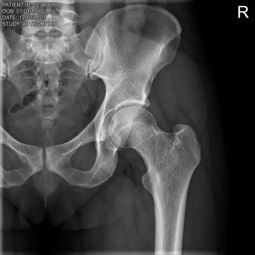 Human Hip Joint X-ray: Detailed Anatomy View