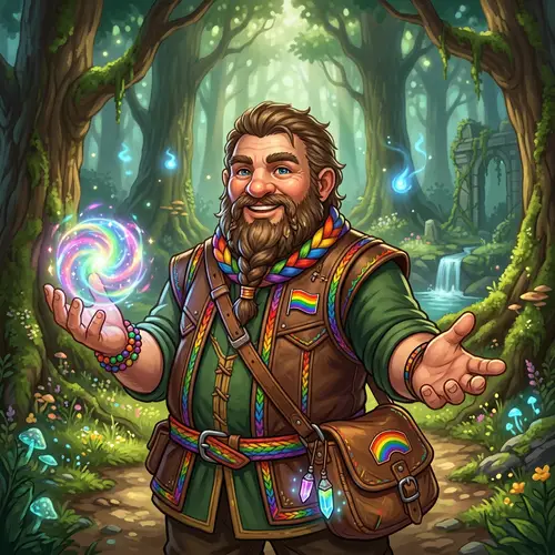 Rainbow Gay Fantasy Character Sparking Magic Adventure