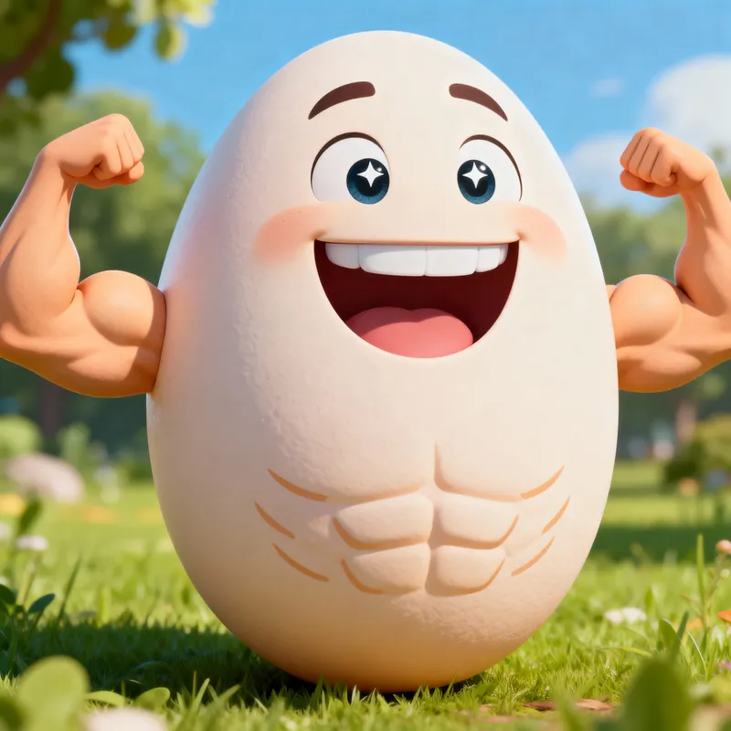 Joyful Muscular Egg - Fun Animated Illustration