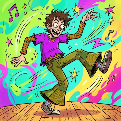 Cartoon Style Character Dancing - Stylish and Energetic