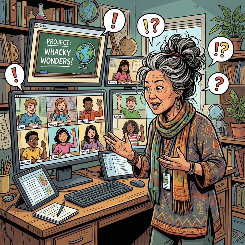 Passionate Teacher Educating Students Online