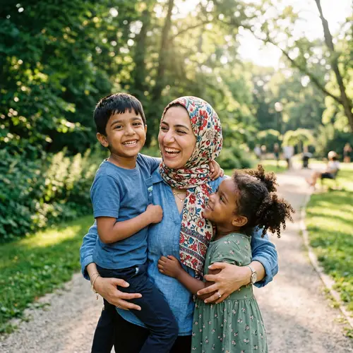Happy Middle-Eastern Family Enjoying Summer Day in the Park