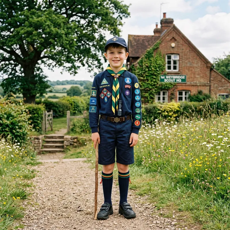 Inspiring British Cub Scout in Classic Uniform