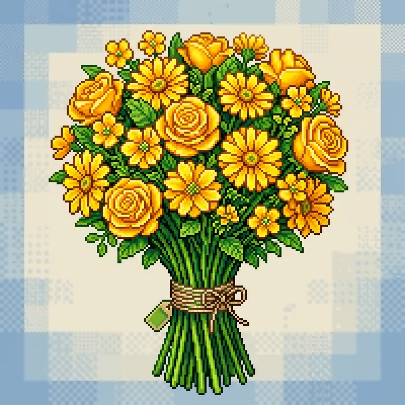 Vivid Yellow Pixel Art Bouquet Vivid Yellow Pixel Art Bouquet