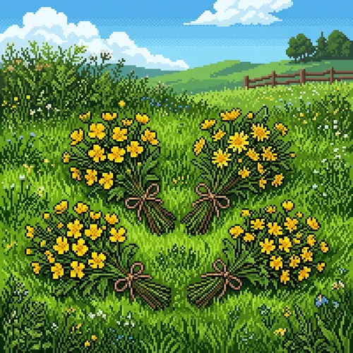 Yellow Flowers in Pixel Art Bouquets