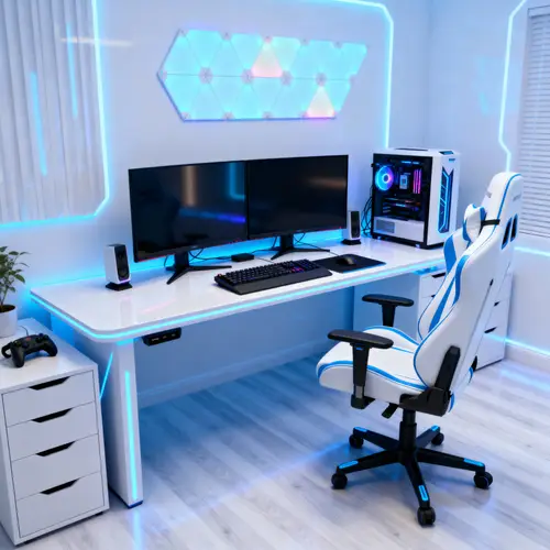 Modern Gamer Room in Blue and White Theme