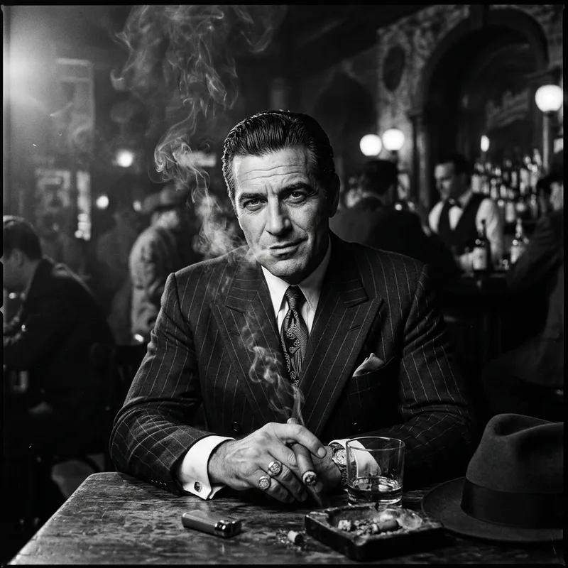 Charismatic Noir Portrait of an Italian Gangster Charismatic Noir Portrait of an Italian Gangster