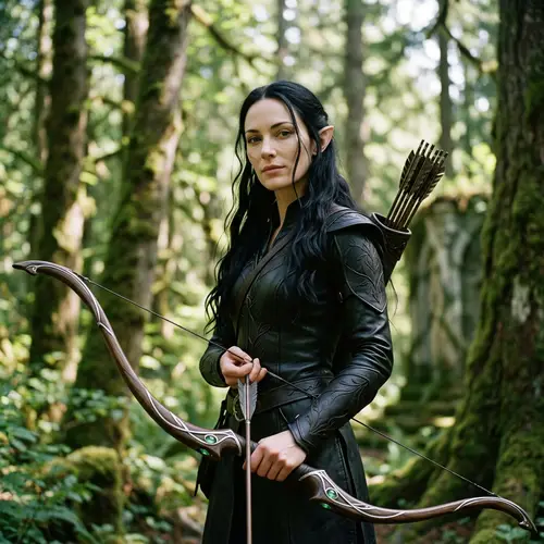 Stunning Elf Woman in Black Leather Attire