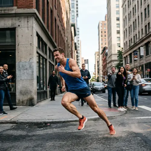 Dynamic Sprinter Demonstrates Body Inertia in Urban Setting