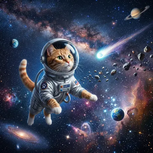 Cosmic Cat Exploration in Space | Adorable Astronaut Kitty