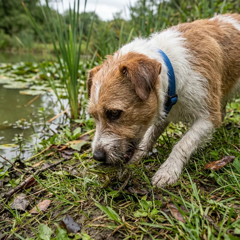 Dog Eating a Frog: Curious Nature Encounter