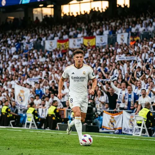 Talented Soccer Player in Real Madrid Uniform | Stadium Scene