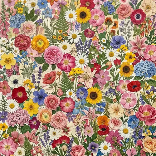 Homogeneous Flower Collage Background