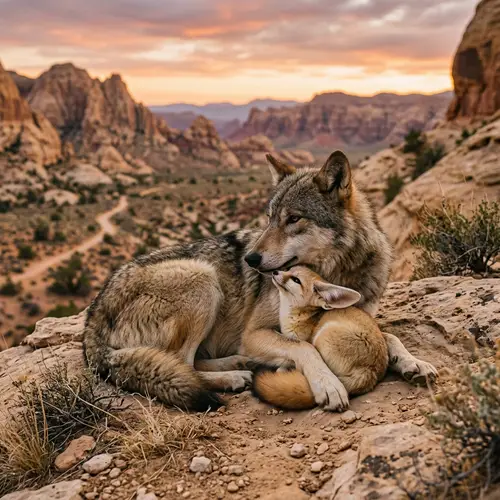 Wolf and Desert Fox In Love - Wildlife Romance