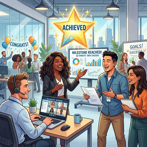 Celebration of Milestone Achievement in Modern Office | Professional Success Illustration