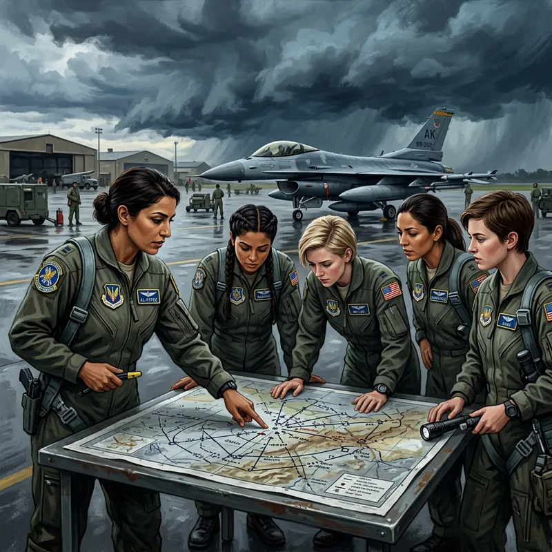 Military Women Pilots at Airfield: Training in Focus
