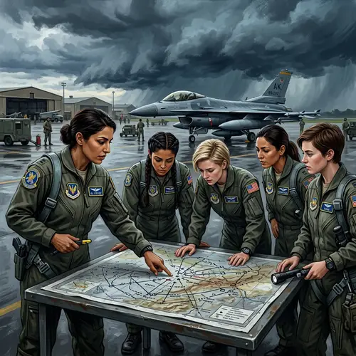 Military Women Pilots at Airfield: Training in Focus
