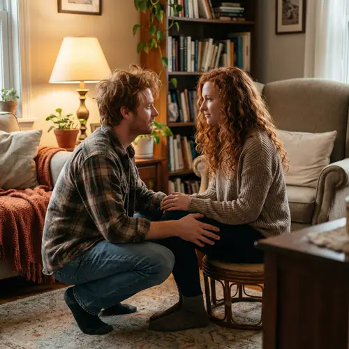 Intimate Moment in Cozy Home with Redheaded Couple