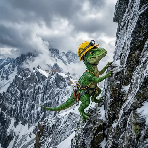 Cute Dinosaur Climber in a Hard Hat | Adventure Awaits