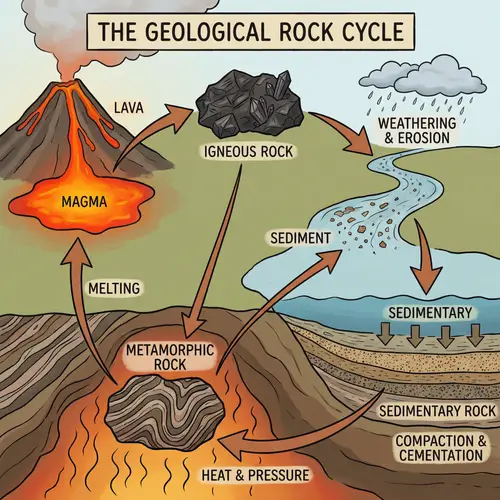 Geological Rock Cycle: Igneous, Sedimentary, Metamorphic