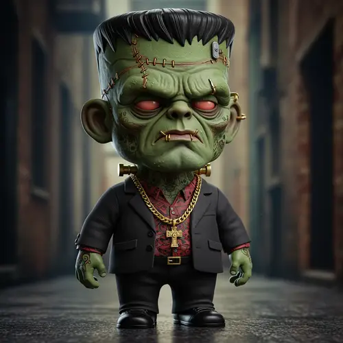 Mini Gangster Tattooed Frankenstein Art