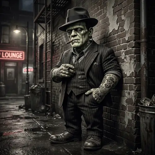 Mini Gangster Tattooed Frankenstein Art