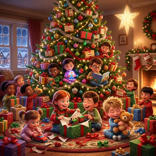 Magical Pixar Christmas: Kids Opening Presents