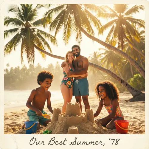 Family Beach Day: Joyful Bonding Under Palm Trees