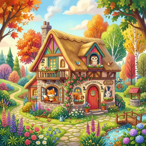 Whimsical Cozy House Illustration for Kids