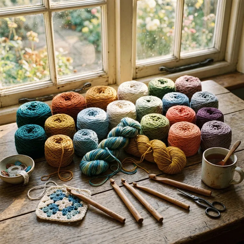 Vibrant Crochet Yarn Display | Artistic Yarn Composition