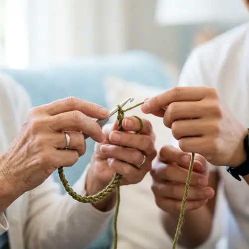 Crocheting Hands: A Tranquil Scene of Crafting