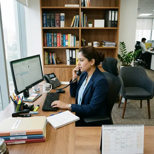 Professional Secretary in a Modern Office Setting