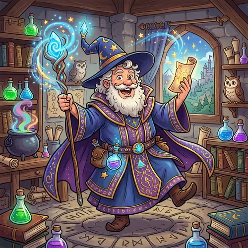 Cartoony Magician for Fantasy Game 2D