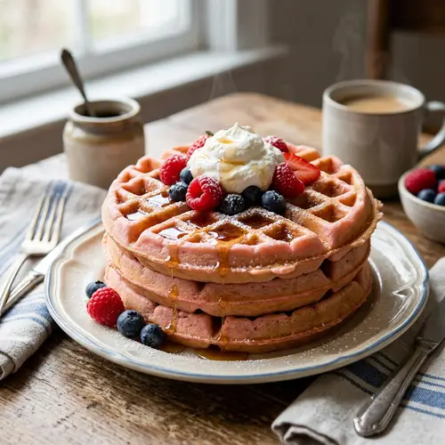 Realistic Pink Waffles | Fresh & Delicious Treat in Pastel Pink