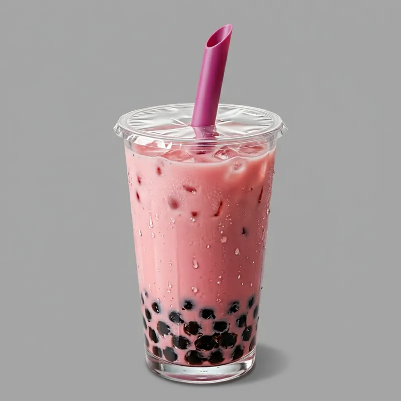 Realistic Pink Boba Tea in Transparent Glass - High-Quality PNG Image Realistic Pink Boba Tea in Transparent Glass - High-Quality PNG Image