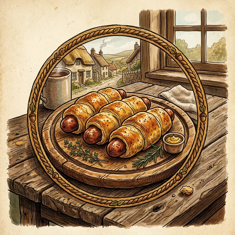 Rustic Village Sausages in Dough Logo Design