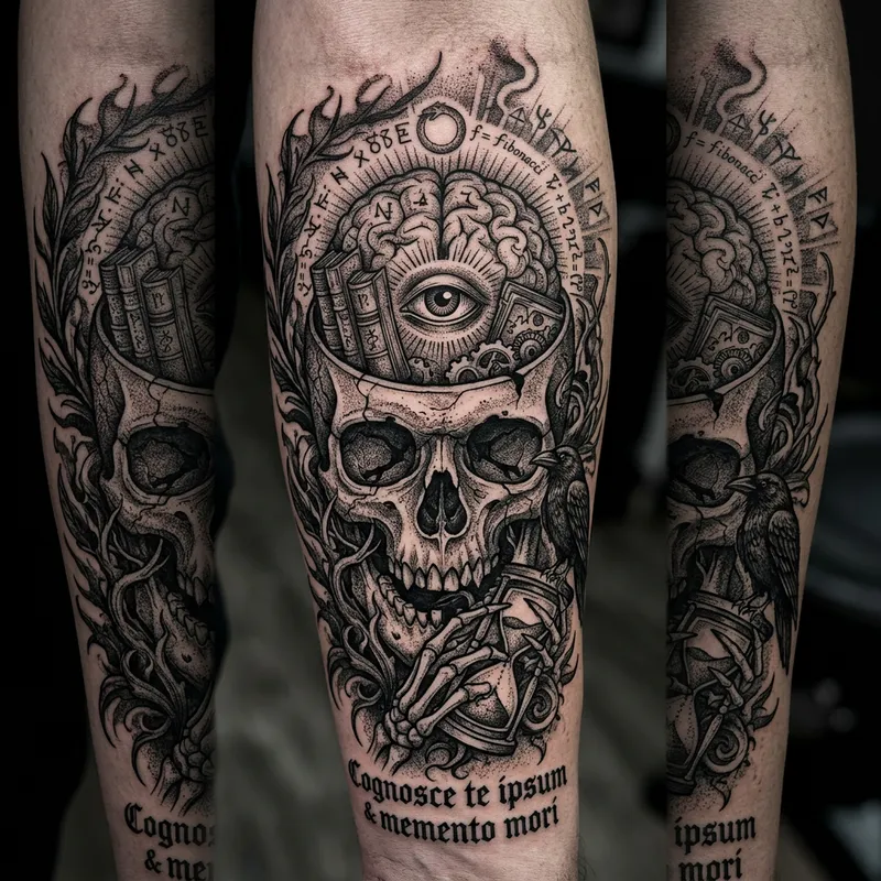 Dark Tattoo Design on Perception and Mortality Dark Tattoo Design on Perception and Mortality