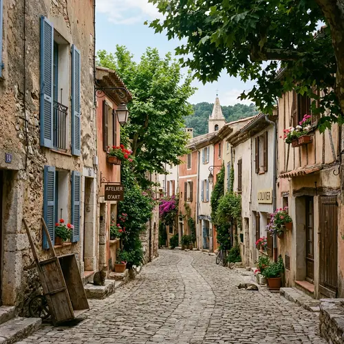 Tranquil Village Scene: Old Houses, Narrow Streets & Vibrant Ambiance