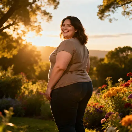 Confident Body Positivity: Full-Figured Woman in Nature