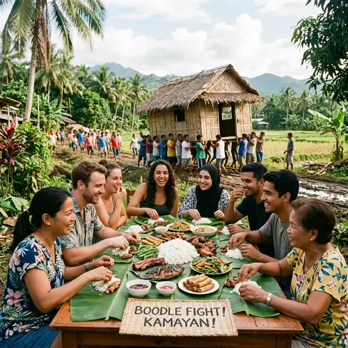 Diverse Community Enjoying Boodle Fight - Symbol of Camaraderie