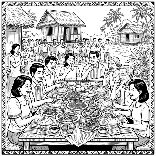 Diverse Group Sharing Traditional Filipino Boodle Fight | Community Spirit