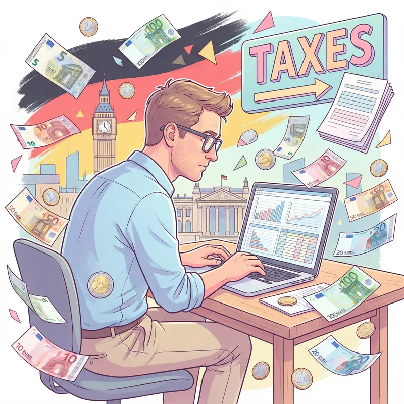 Vibrant Digital Illustration of a Focused Worker