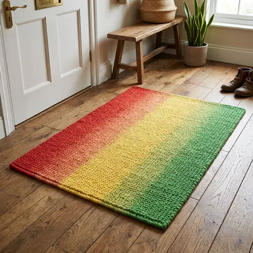 Vibrant Red Yellow Green Floor Mat for Comfort