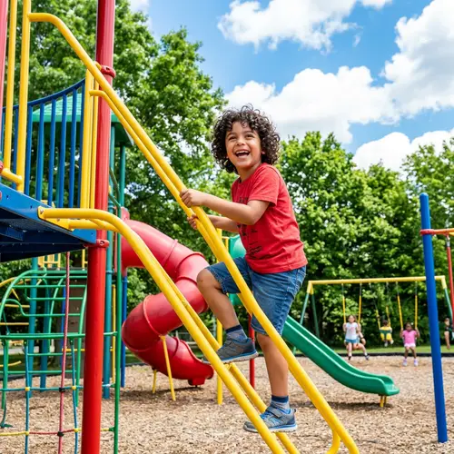 Joyful Kids Playing in Colorful Playgrounds