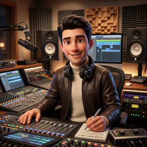 Pixar-Style Young Male Music Producer Portrait