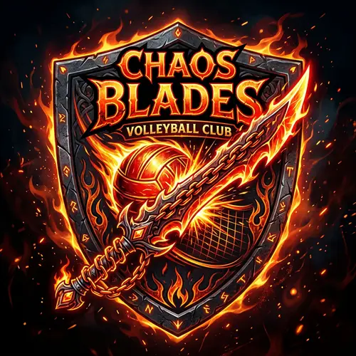 Mythical Chaos Blade Volleyball Team Logo Design