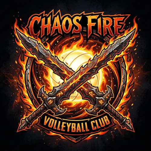 Chaotic Swords Volleyball Team Logo Design | God of War Kratos Theme