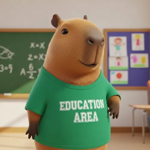 Animated Capybara in Education Area Shirt